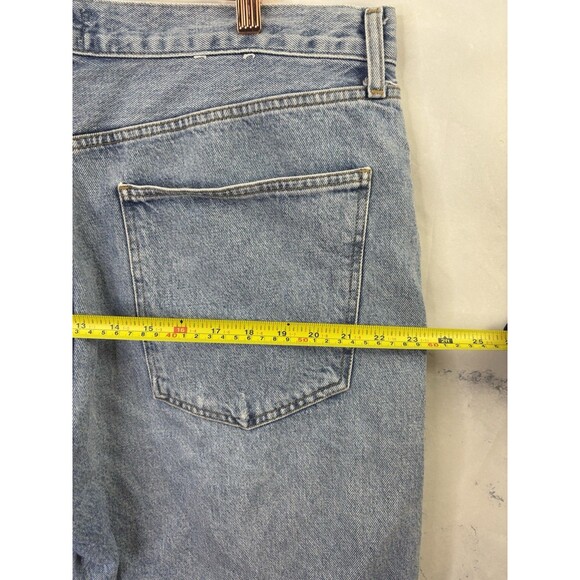 Agolde 90s Denim Shorts Marquee Blue Womens Size 34 Raw Hem long Retro High rise - Picture 9 of 16